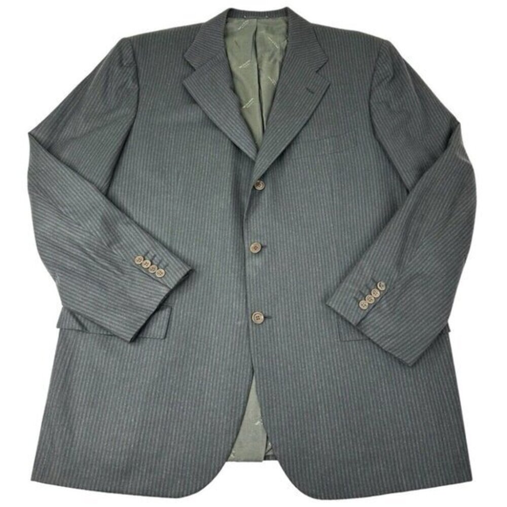 Kiton Napoli Wayne‎ Edwards Blazer Mens 46 Grey Pinstripe Super 150s Wool Italy